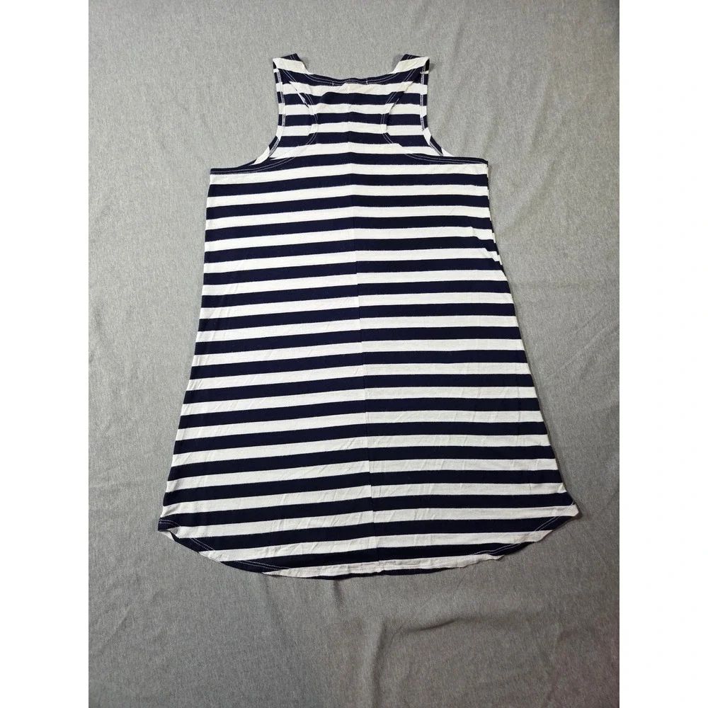 Miken Swim Dress Navy Blue White Striped Pink Flamingo Cover Up XL IW909JI135‎